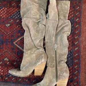 Charles David Suede Taupe Knee-High Women's Boots